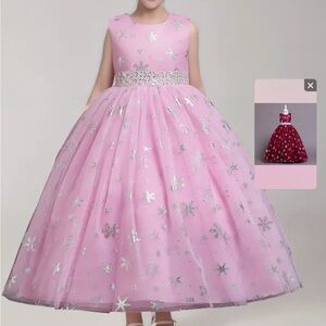 Handmade Pink and Red Crew Neck Prom Gown 2 colors available in sizes 4/5 years